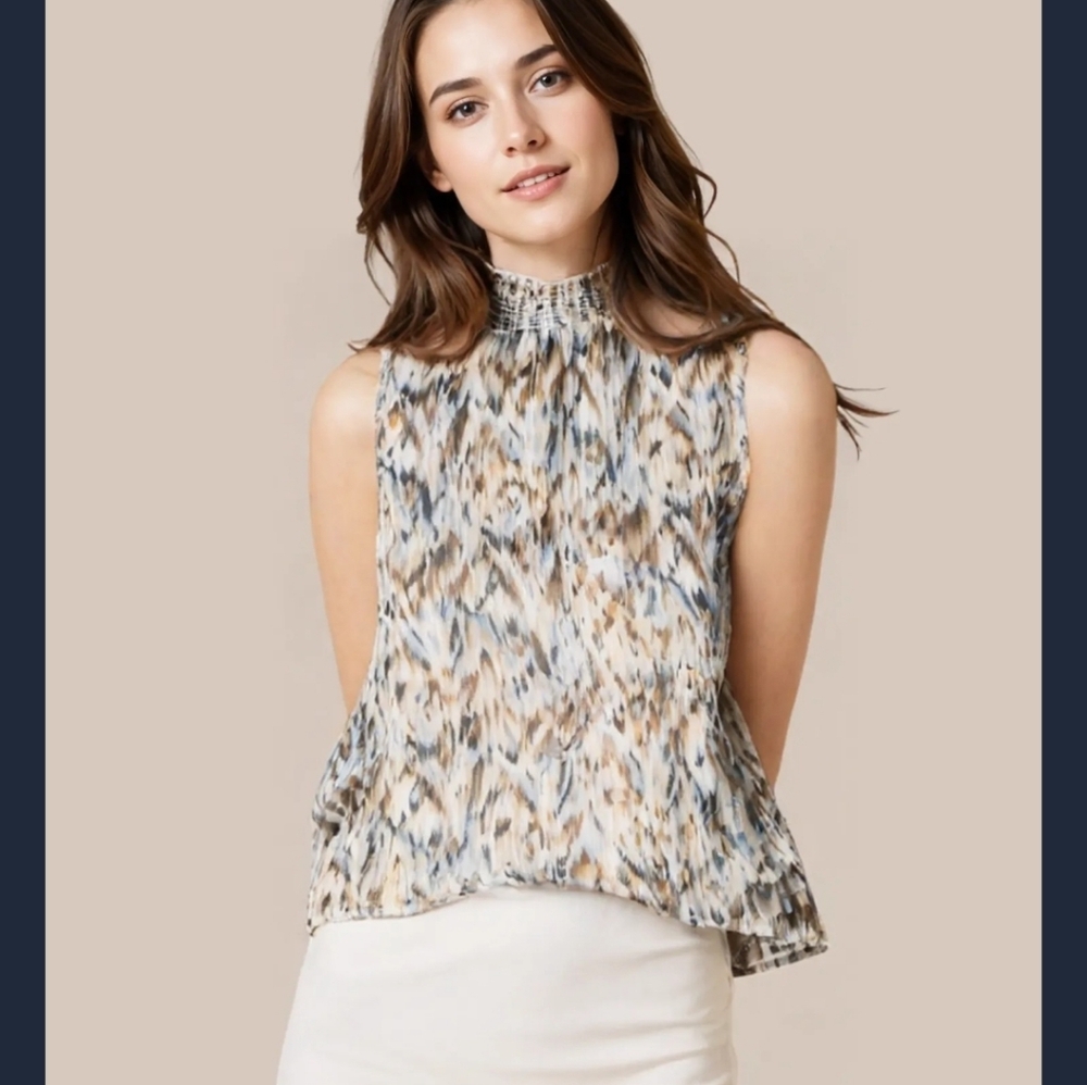 New Sleeveless Patterned Blouse
